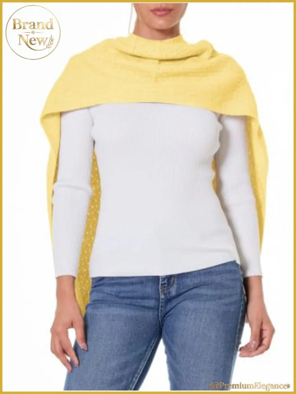Knitted Shawl Wrap Poncho Cape Soft Acrylic Nylon Blend One Size